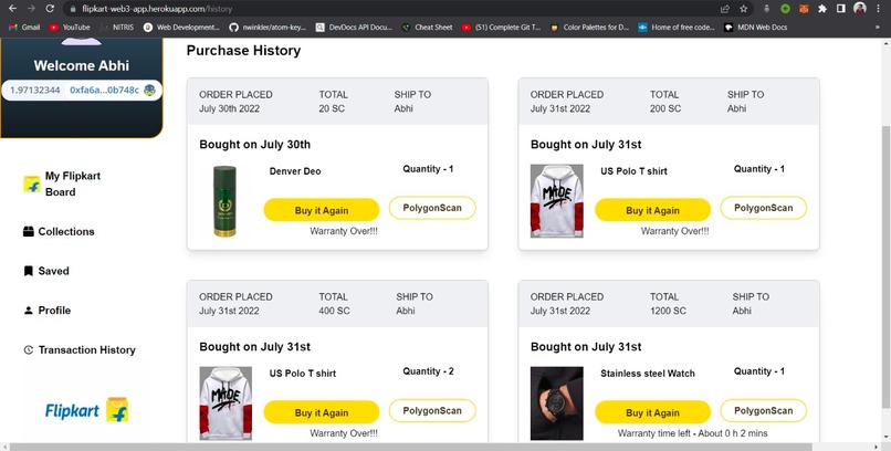 eCommerce Warranty System using NFTs – screenshot 2