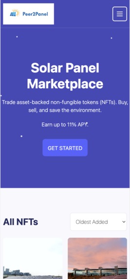 Peer2Panel solar panel NFT marketplace – screenshot 3