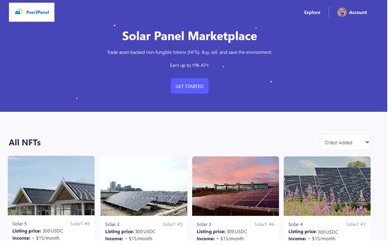 Peer2Panel solar panel NFT marketplace – screenshot 5