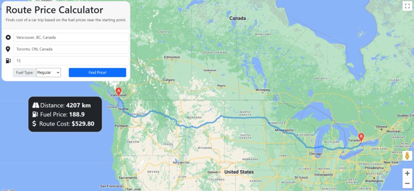 Route-Price-Calculator – screenshot 1