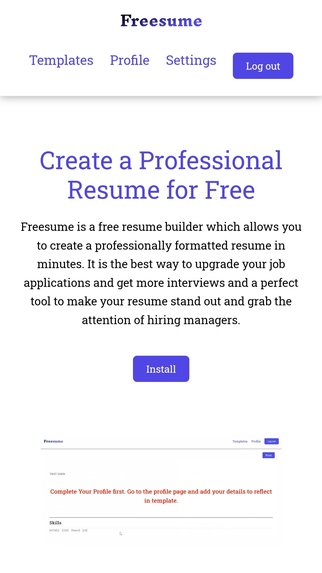 Freesume – screenshot 4
