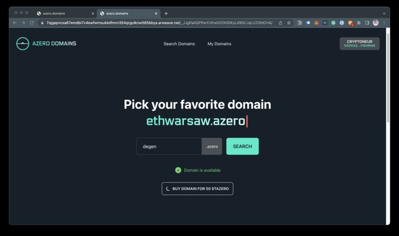 Azero Domains – screenshot 1