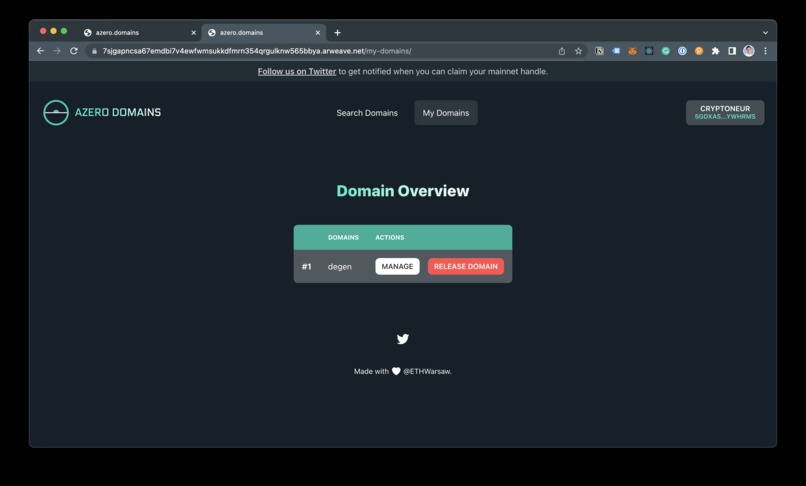 Azero Domains – screenshot 3
