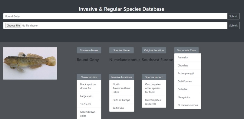 Invasive & Regular Species Database – screenshot 1