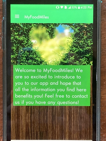 MyFoodMiles App – screenshot 1
