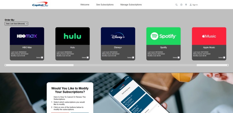 Capital One Subscription Manager – screenshot 2