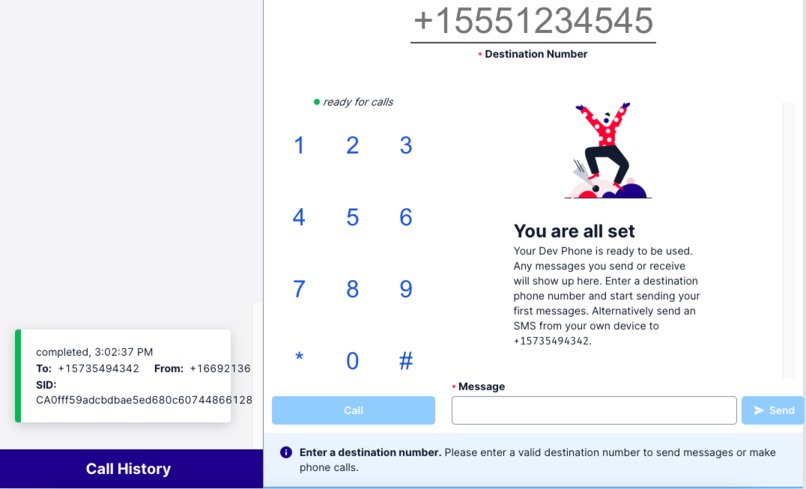 Twilio GHW Day 2 Sumbission – screenshot 1