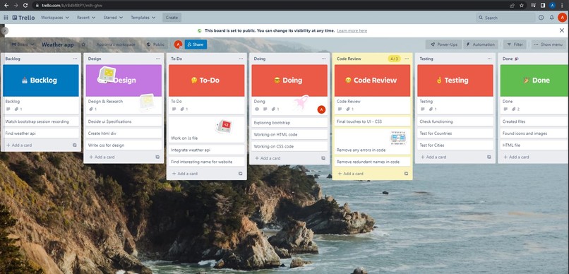 Kanban Board - Weather Website – screenshot 1