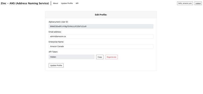 Zinc - ANS (Address Naming Service) – screenshot 1