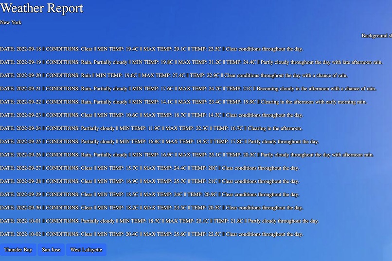 Weather Report Website – screenshot 2