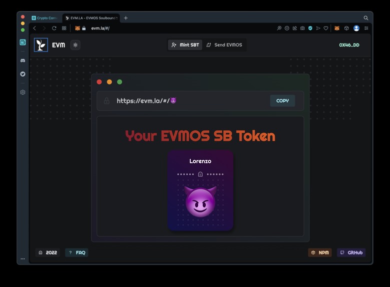 EVMOS Soulbound ✿ Token – screenshot 3