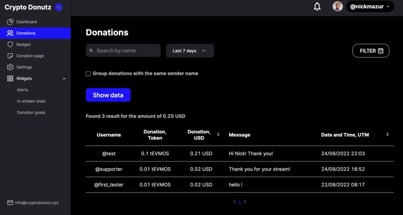 Crypto Donutz - Receive crypto donations in a smart way! – screenshot 1