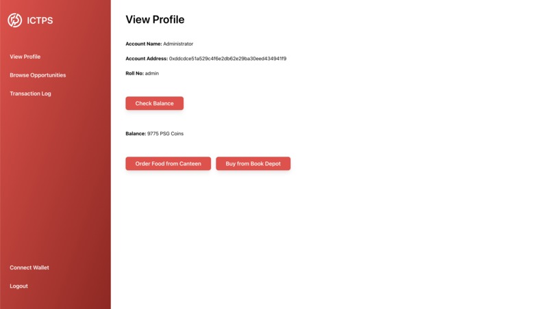 Intra-College Tokenised Payment System – screenshot 4