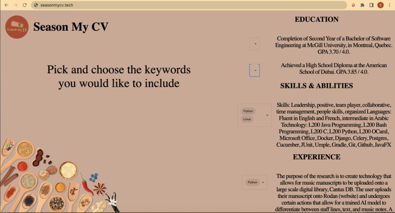 Season my CV – screenshot 5