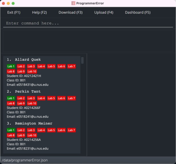 ProgrammerError – screenshot 1