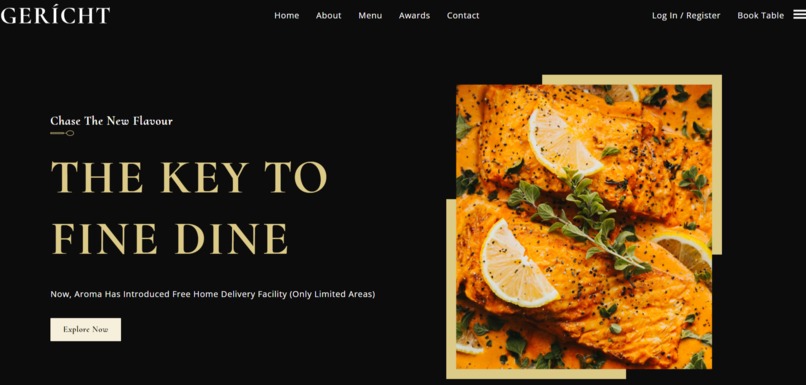 GERICHT: Restaurant Landing Page – screenshot 1