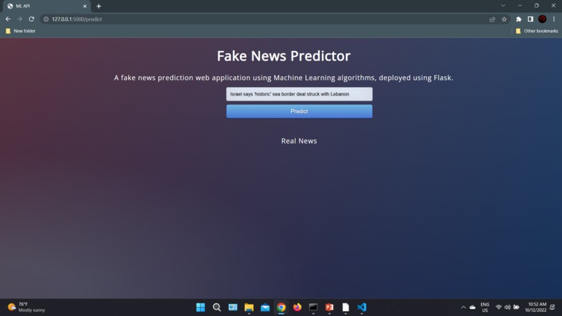 Fake News Predictor – screenshot 1