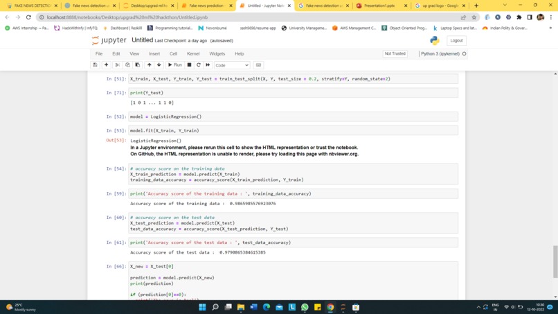 Fake news prediction – screenshot 3