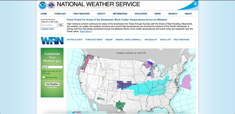 weather.gov redesign – screenshot 2