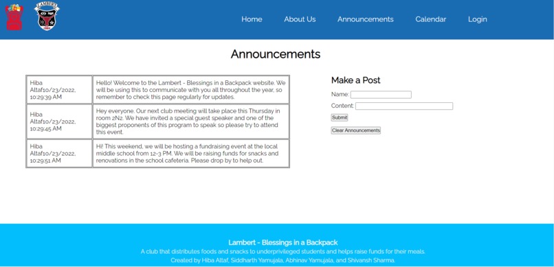 Lambert Blessings in a Backpack Website – screenshot 5