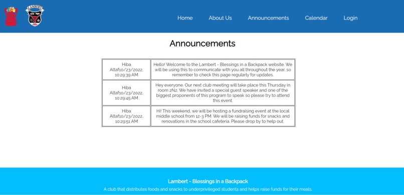Lambert Blessings in a Backpack Website – screenshot 6