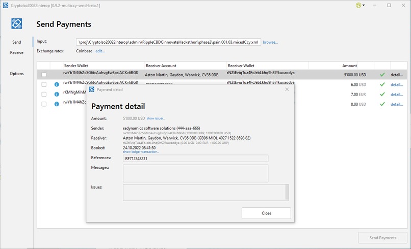 CryptoIso20022 Interop – screenshot 2