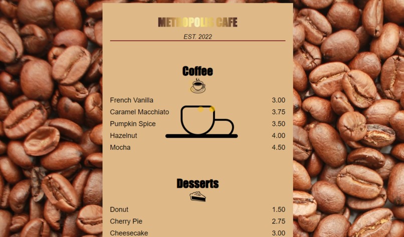 Cafe Menu – screenshot 1