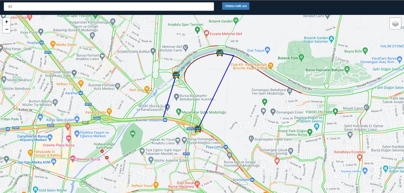 Bursa city public bus tracking – screenshot 2
