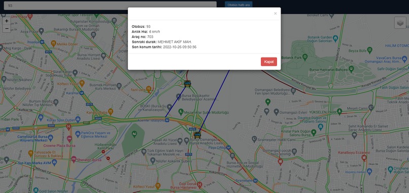 Bursa city public bus tracking – screenshot 3