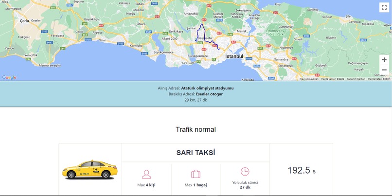 Istanbul taxi price calculation – screenshot 1
