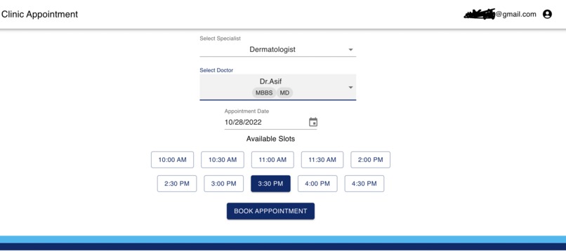 clinic appointment – screenshot 1