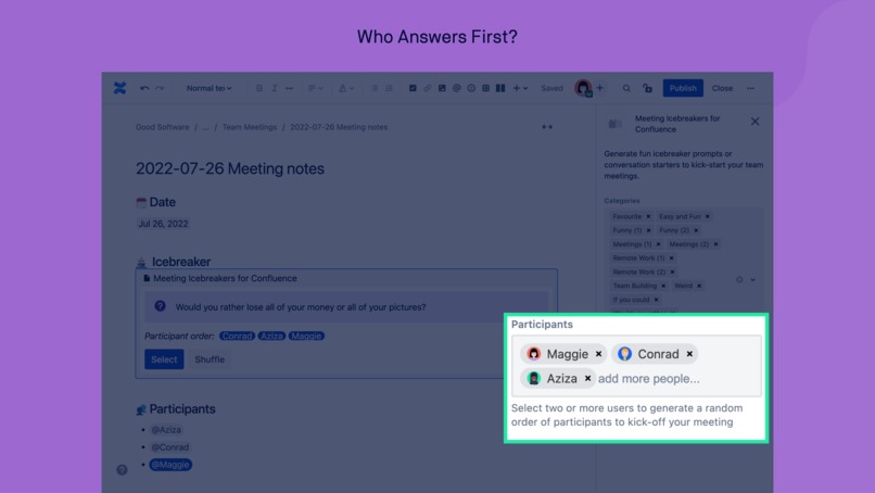 Meeting Icebreakers for Confluence – screenshot 4
