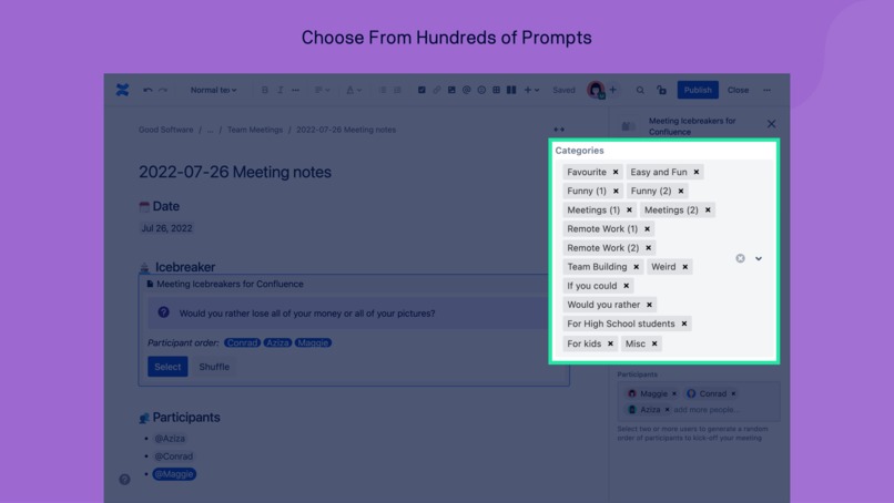 Meeting Icebreakers for Confluence – screenshot 3