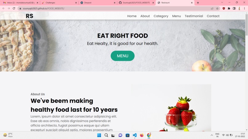 FOOD WEBSITE – screenshot 1