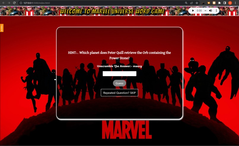 MARVEL word scramble game – screenshot 2