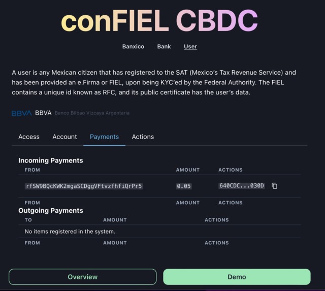 conFIEL CBDC – screenshot 2