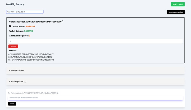 MultiSig Wallet Factory – screenshot 1