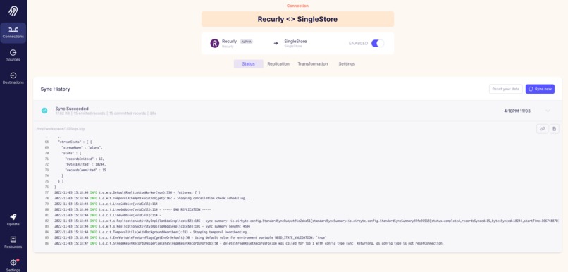 Airbyte Singlestore Connector – screenshot 2