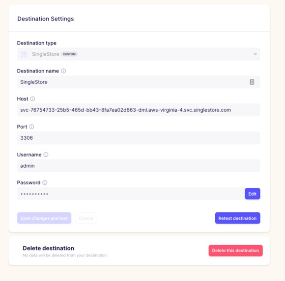 Airbyte Singlestore Connector – screenshot 3