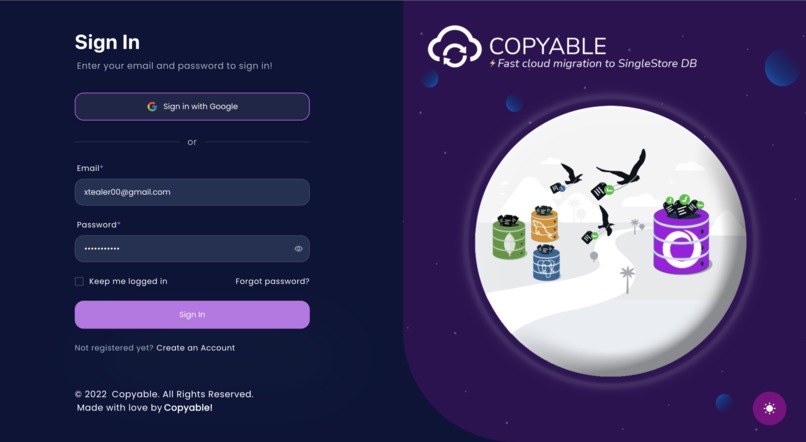 Copyable (a SingleStore DB migration tool) – screenshot 2