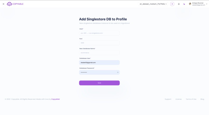 Copyable (a SingleStore DB migration tool) – screenshot 5