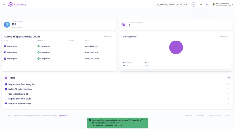 Copyable (a SingleStore DB migration tool) – screenshot 9