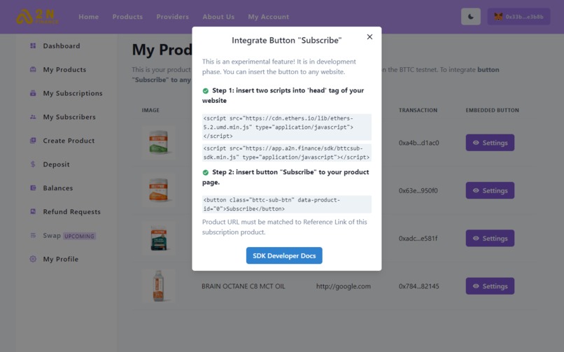 A2N Finance - Subscription & Recurring Payment on BTTC – screenshot 6