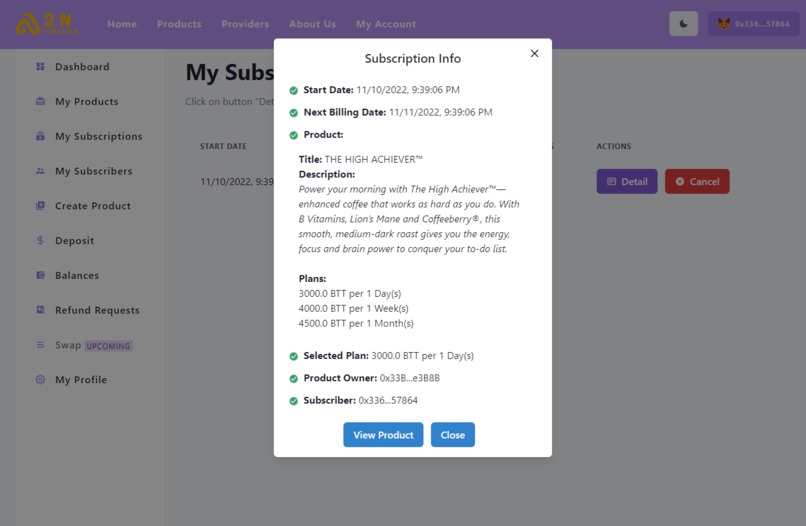 A2N Finance - Subscription & Recurring Payment on BTTC – screenshot 8