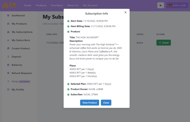 A2N Finance - Subscription & Recurring Payment on BTTC – screenshot 9