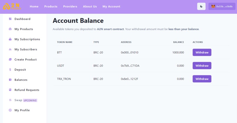 A2N Finance - Subscription & Recurring Payment on BTTC – screenshot 11