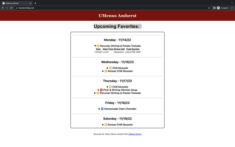 UMenus Amherst – screenshot 1