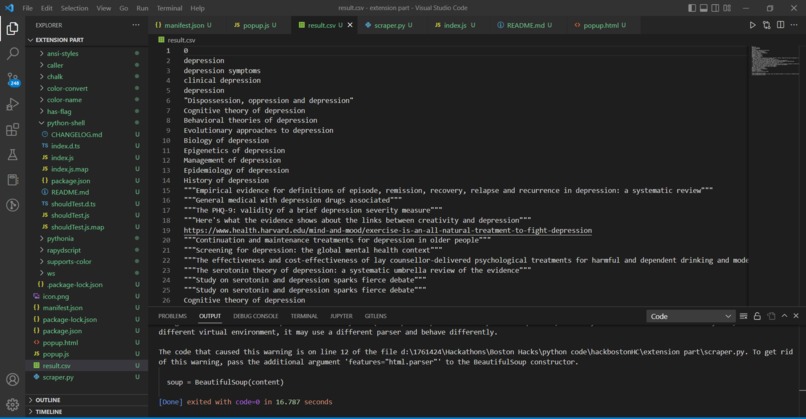 Sentiment scraper – screenshot 1