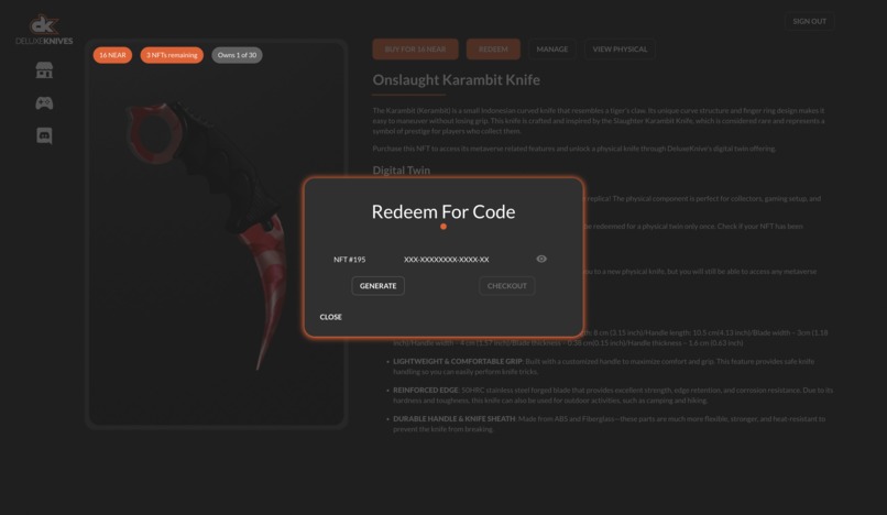 DeluxeKnives | Shopify x NEAR – screenshot 5
