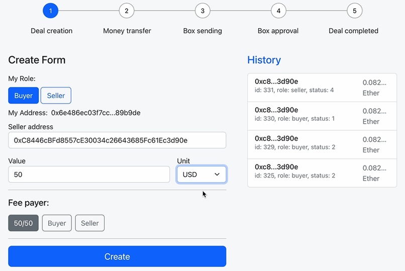 Web3 Escrow service – screenshot 1